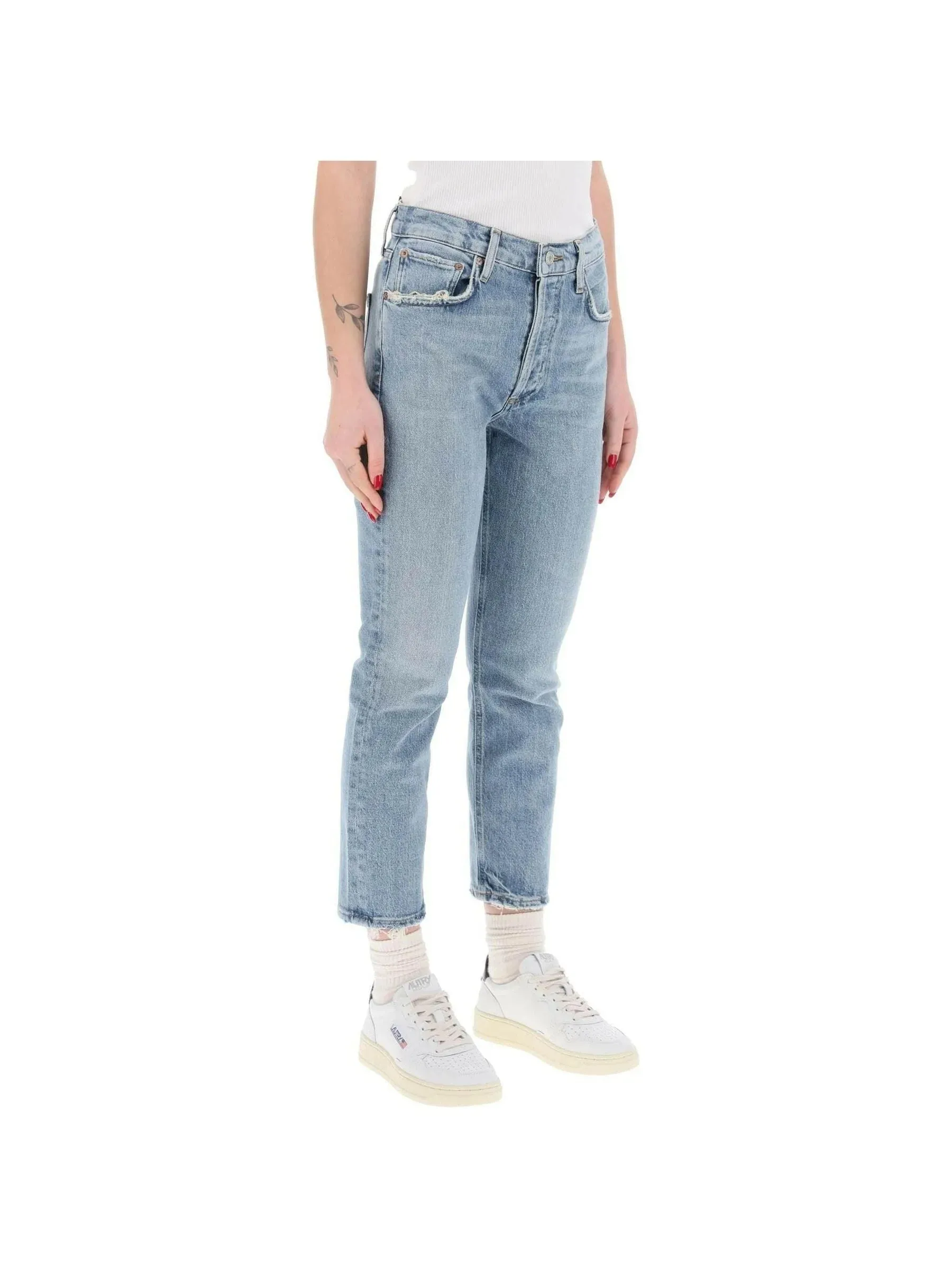 High Rise Straight Cropped Denim Jeans