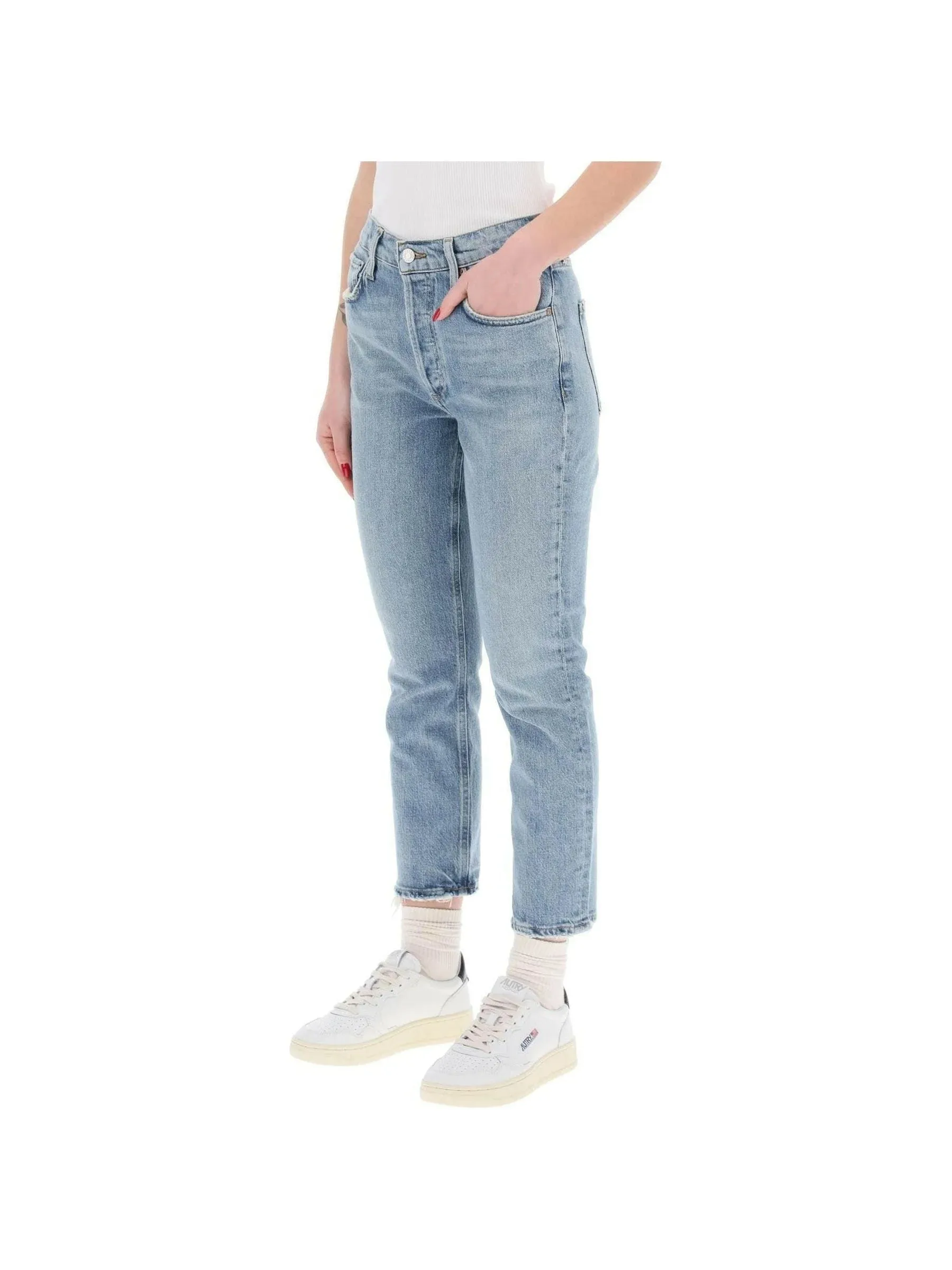High Rise Straight Cropped Denim Jeans