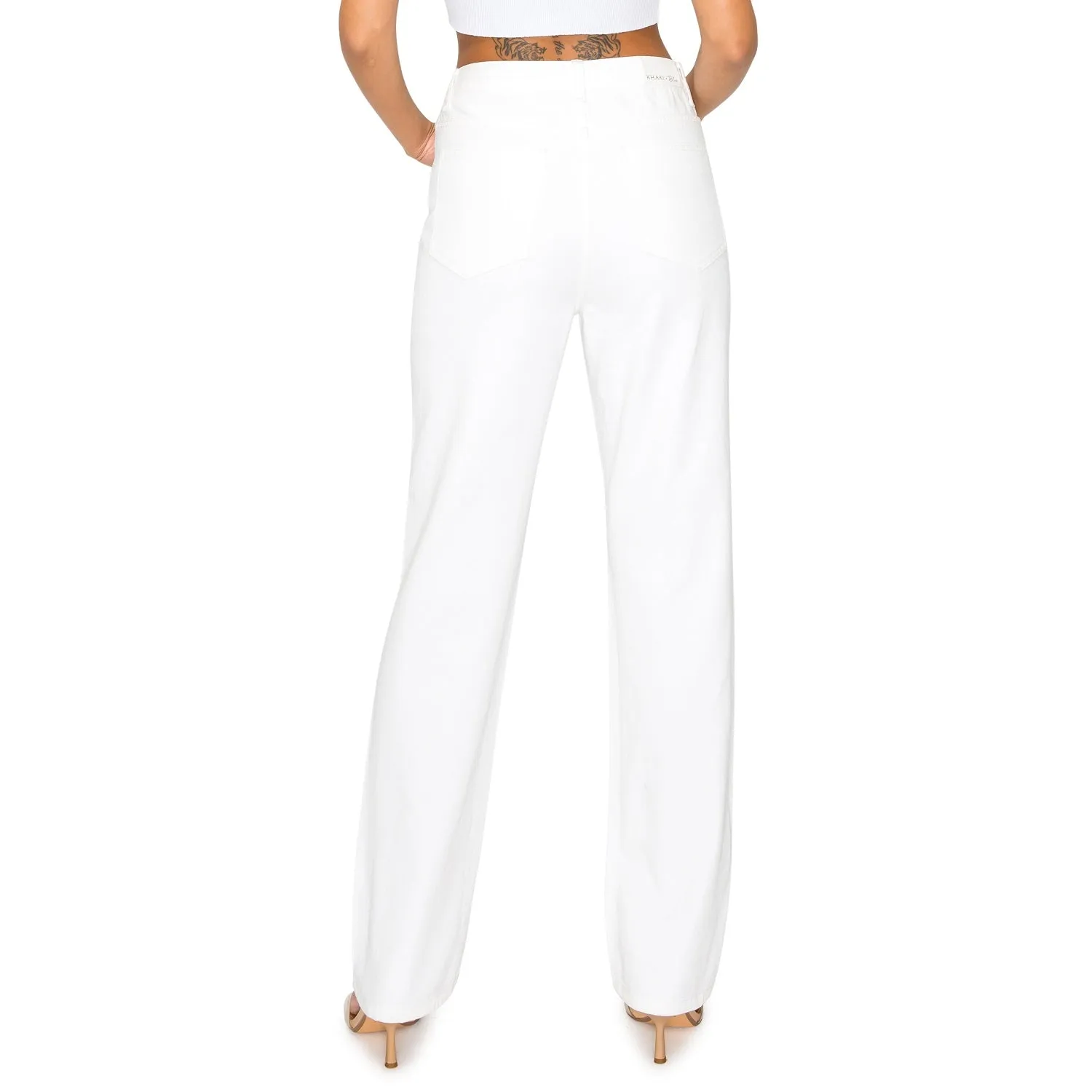 High Waisted Straight Leg Jeans - White