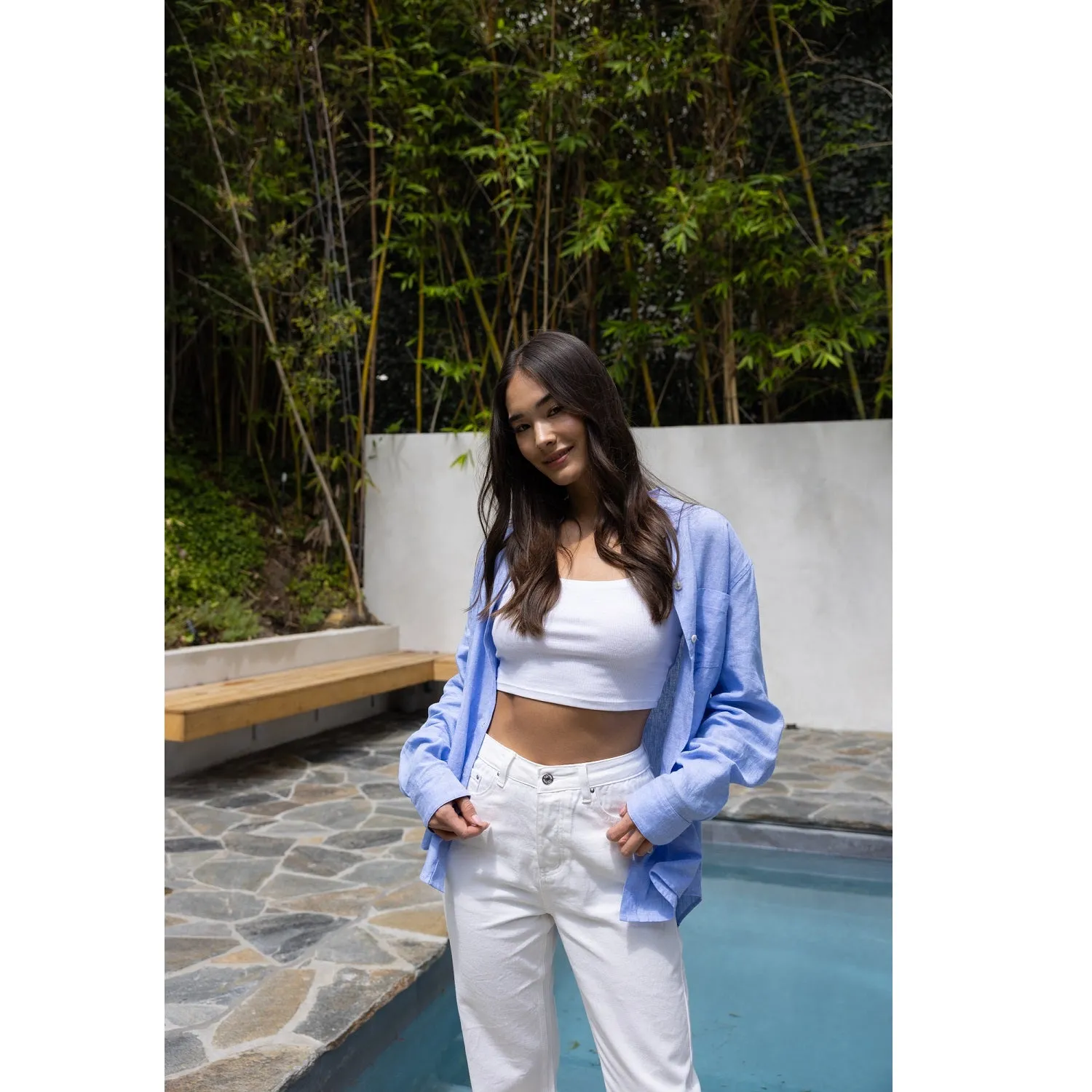High Waisted Straight Leg Jeans - White