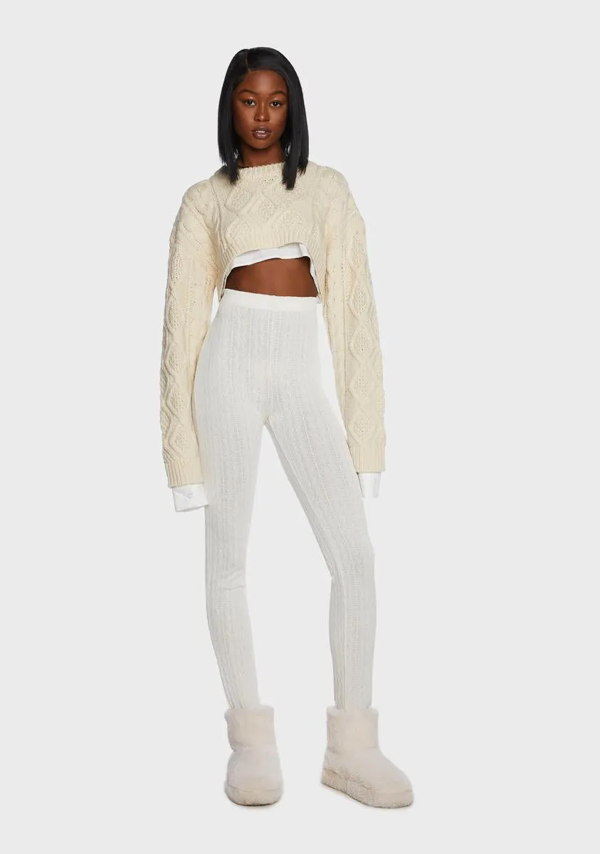 Ivory Turning Pointe Knit Leggings
