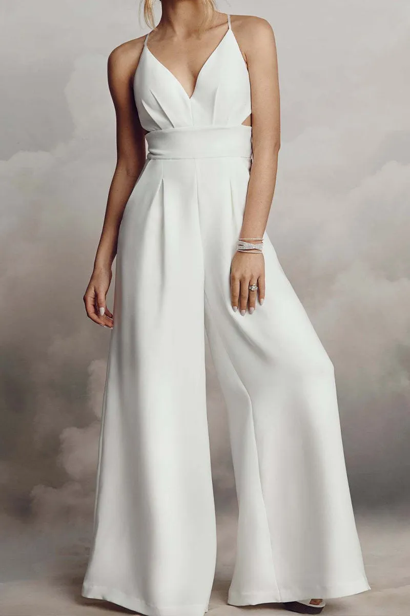 JT3059 Backless Wide Leg Jumpsuits