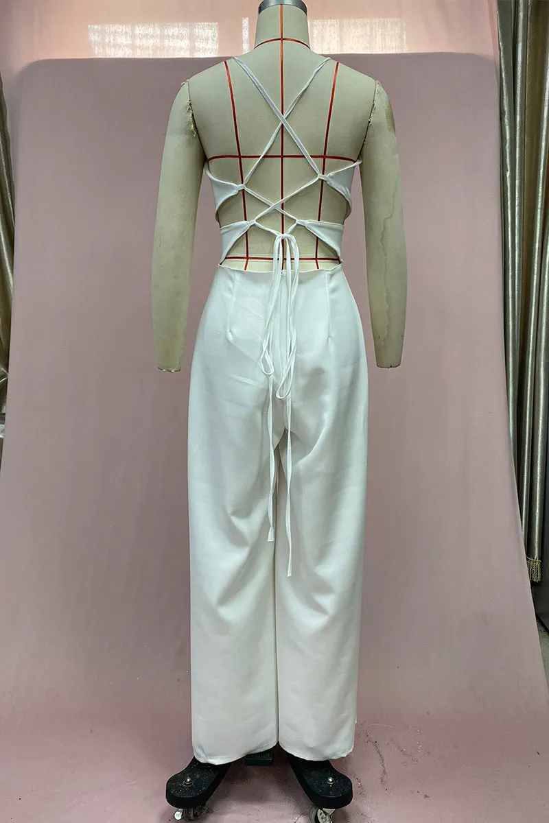 JT3059 Backless Wide Leg Jumpsuits