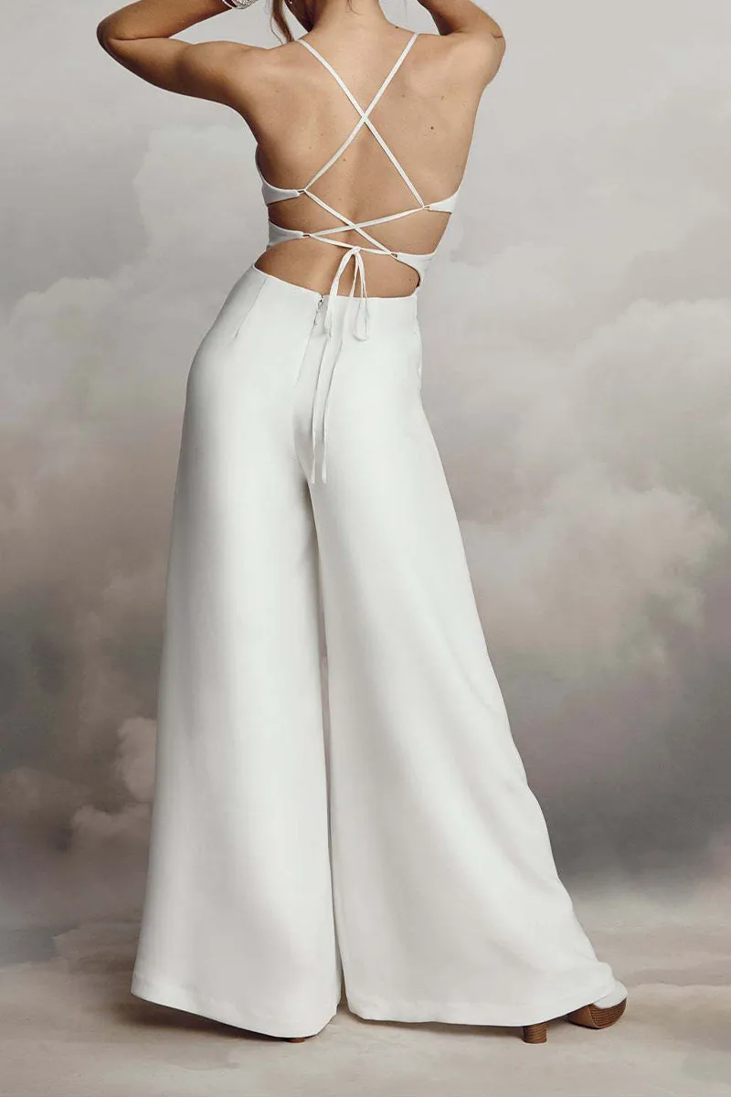 JT3059 Backless Wide Leg Jumpsuits
