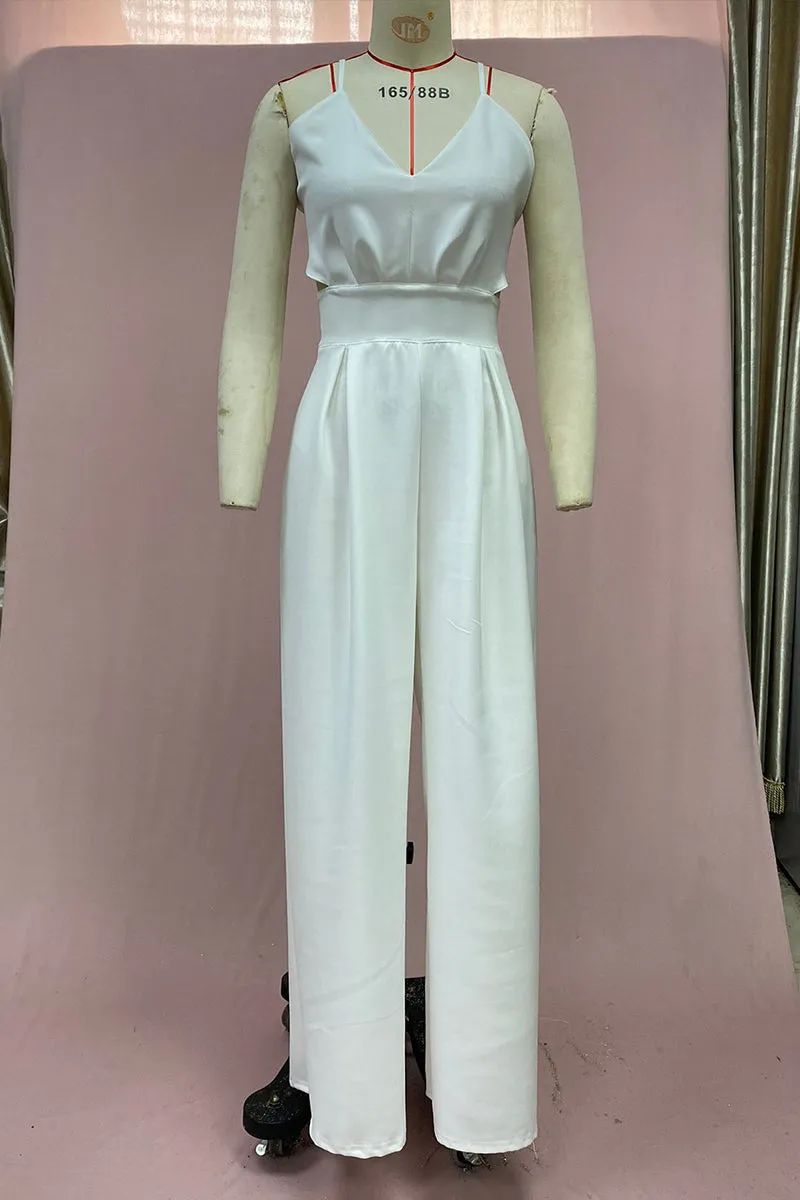 JT3059 Backless Wide Leg Jumpsuits