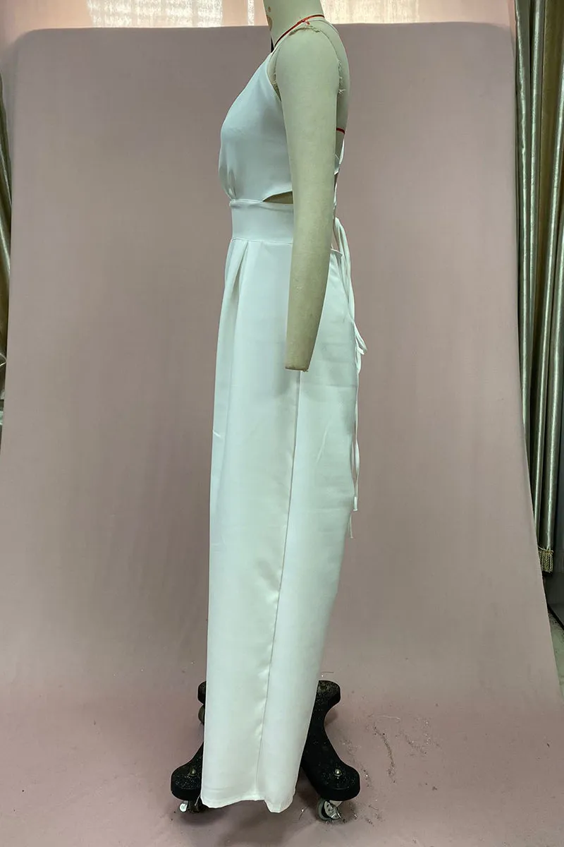 JT3059 Backless Wide Leg Jumpsuits
