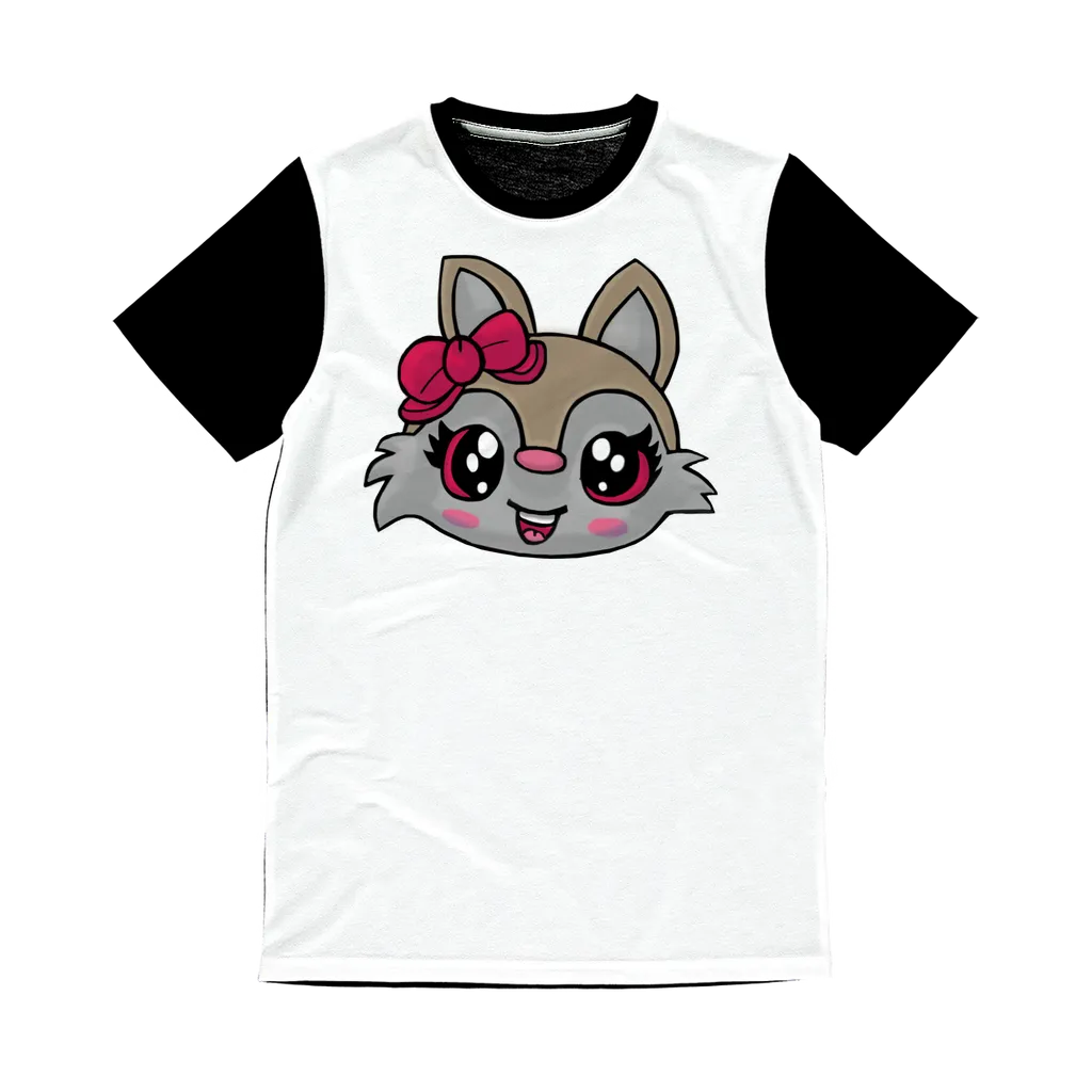 Kitty Face Classic Sublimation Panel T-Shirt