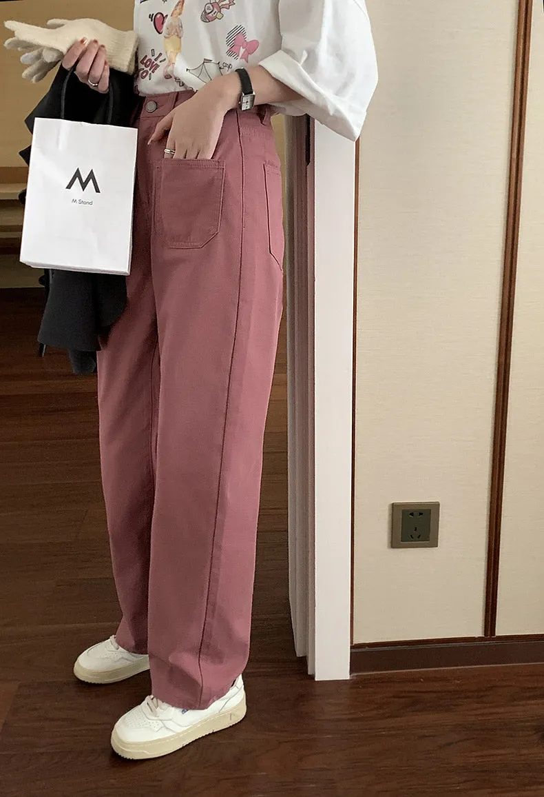 [Korean Style] 4 Color High Rise Wide Leg Straight Jeans