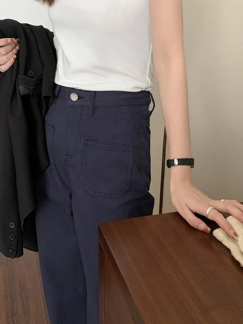 [Korean Style] 4 Color High Rise Wide Leg Straight Jeans