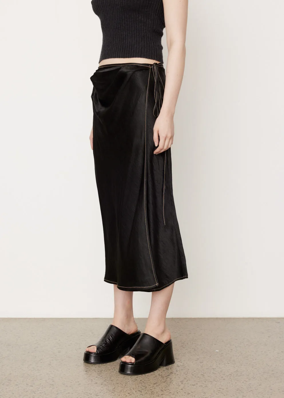 Lala Text Wrap Midi Skirt