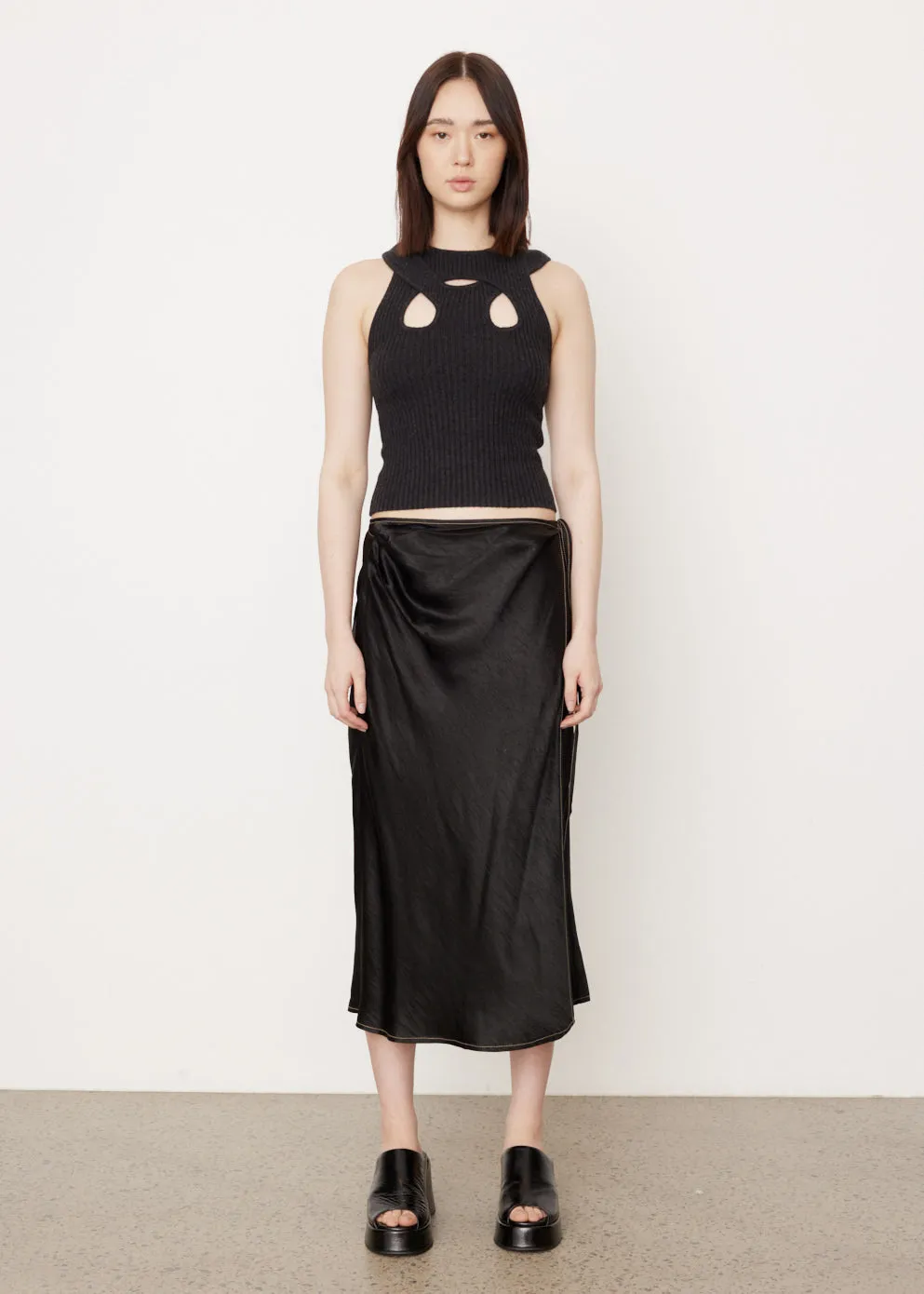 Lala Text Wrap Midi Skirt