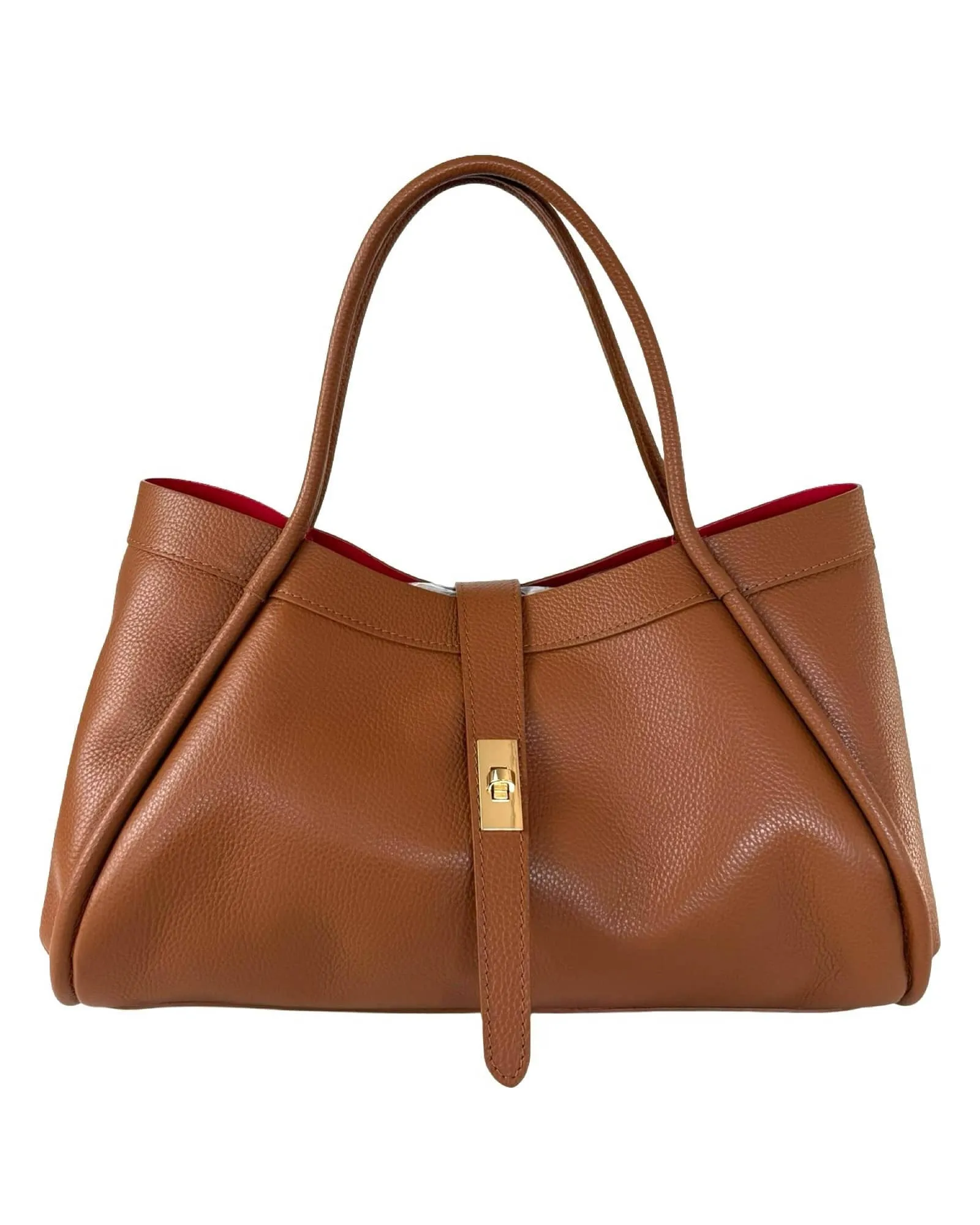 LARGE LEATHER BAGUETTE STYLE TOTE BAG