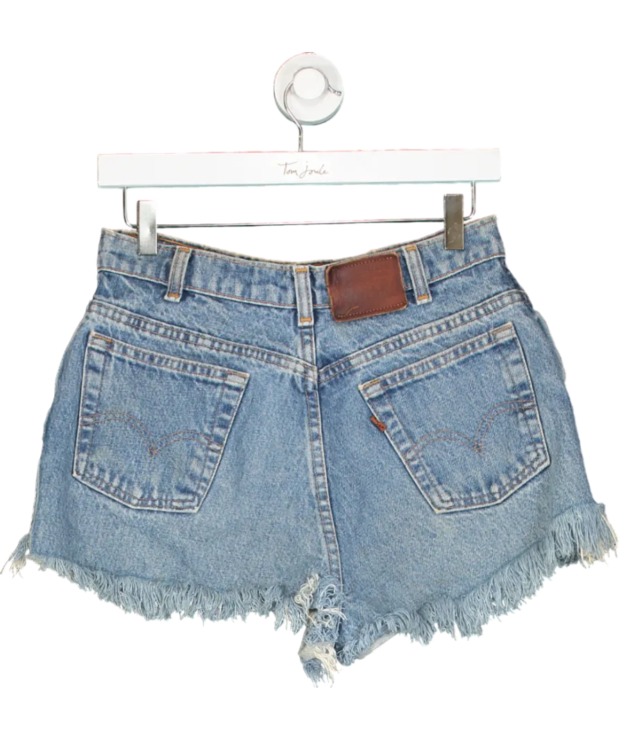 levis Blue Distressed Hem Denim Shorts W32