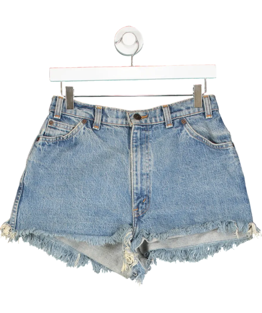 levis Blue Distressed Hem Denim Shorts W32
