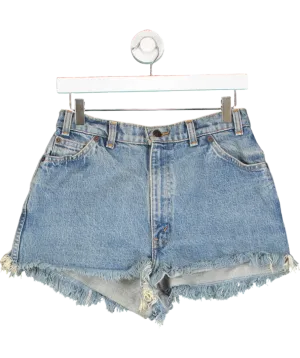 levis Blue Distressed Hem Denim Shorts W32