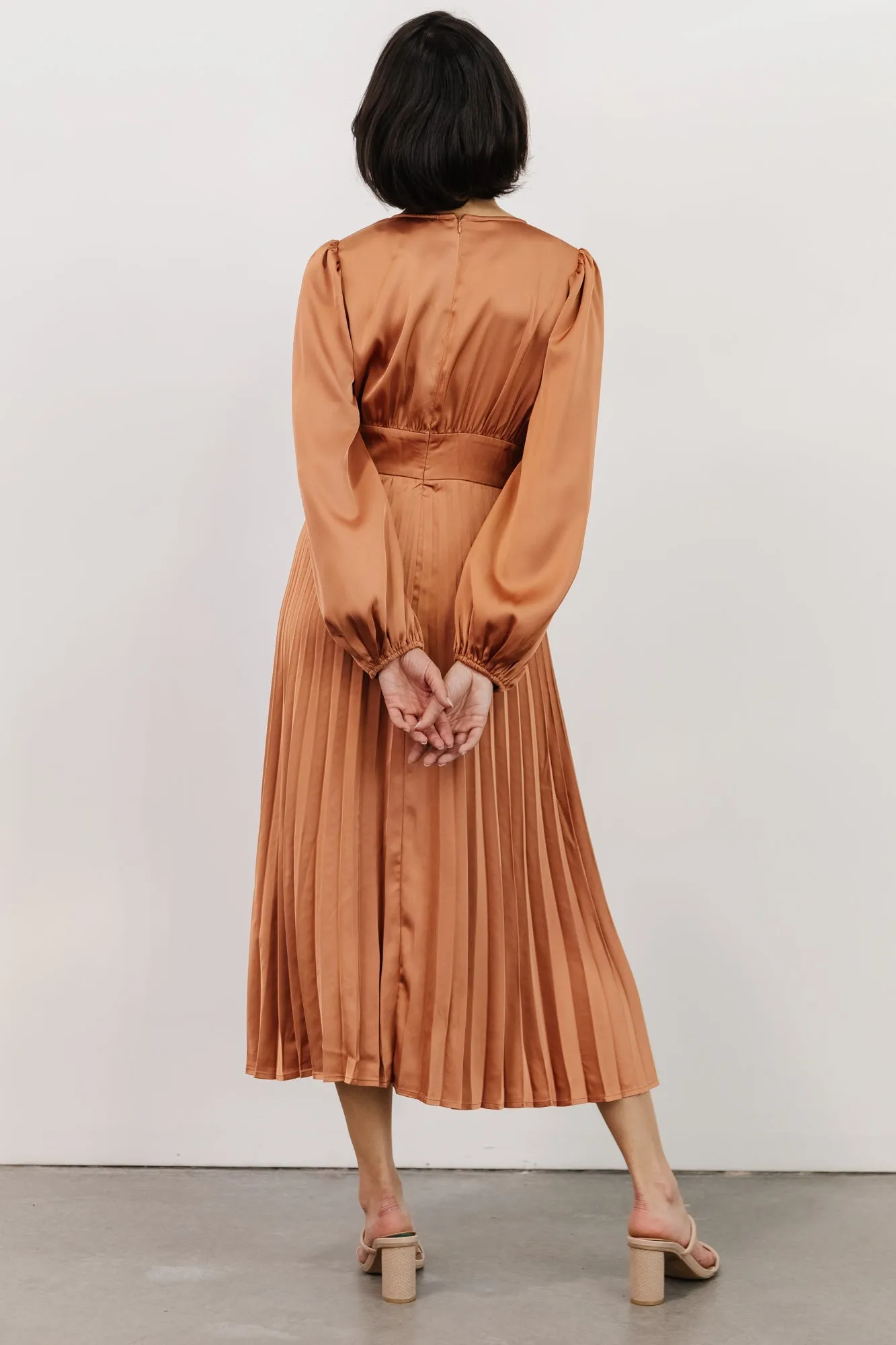 Louie Pleated Midi Dress | Salmon