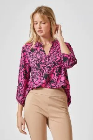 Magenta & Black 3/4 Sleeves Top