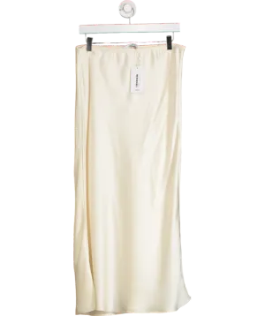 MANGO Cream Midi Satin Skirt UK L