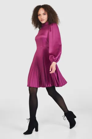 Melaney High Neck Midi Dress (Magenta)