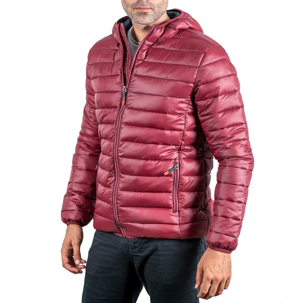 Mens Puffer Hooded Jacket Lightweight Insulated Fall Winter Slim Fit