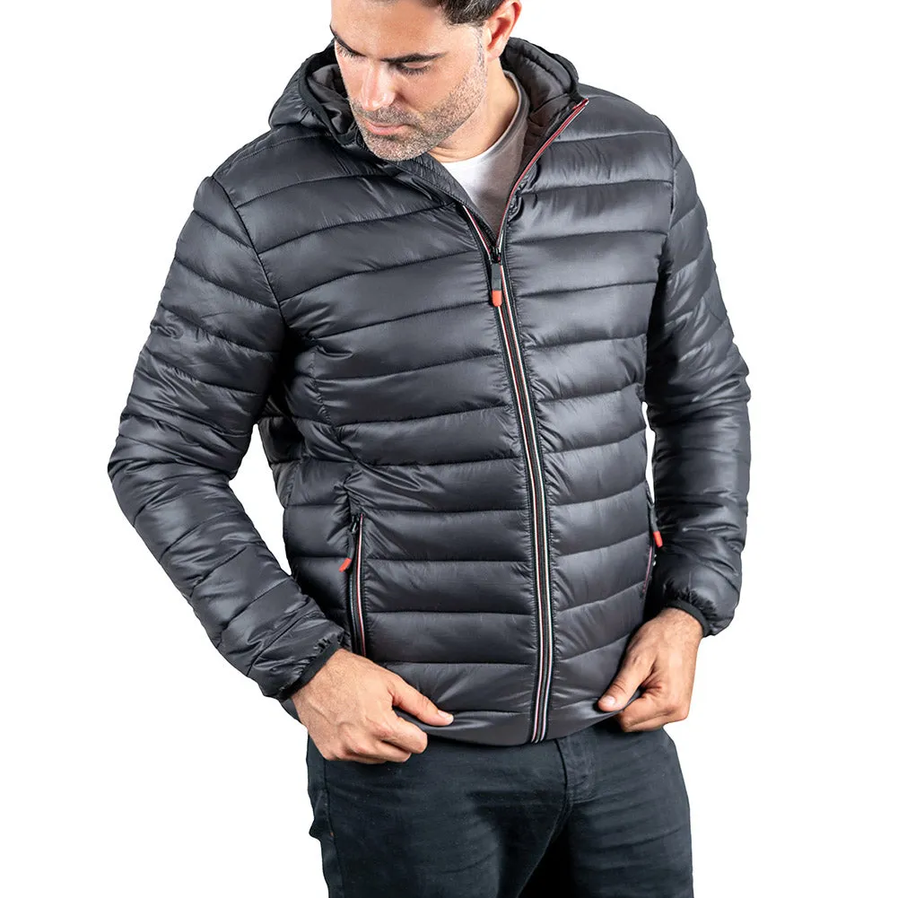 Mens Puffer Hooded Jacket Lightweight Insulated Fall Winter Slim Fit