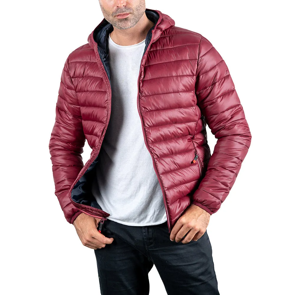 Mens Puffer Hooded Jacket Lightweight Insulated Fall Winter Slim Fit