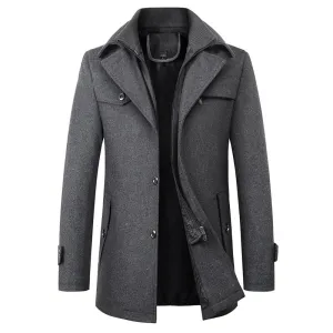Men's Trench Coat Lapel Basic Autumn And Winter Jacket