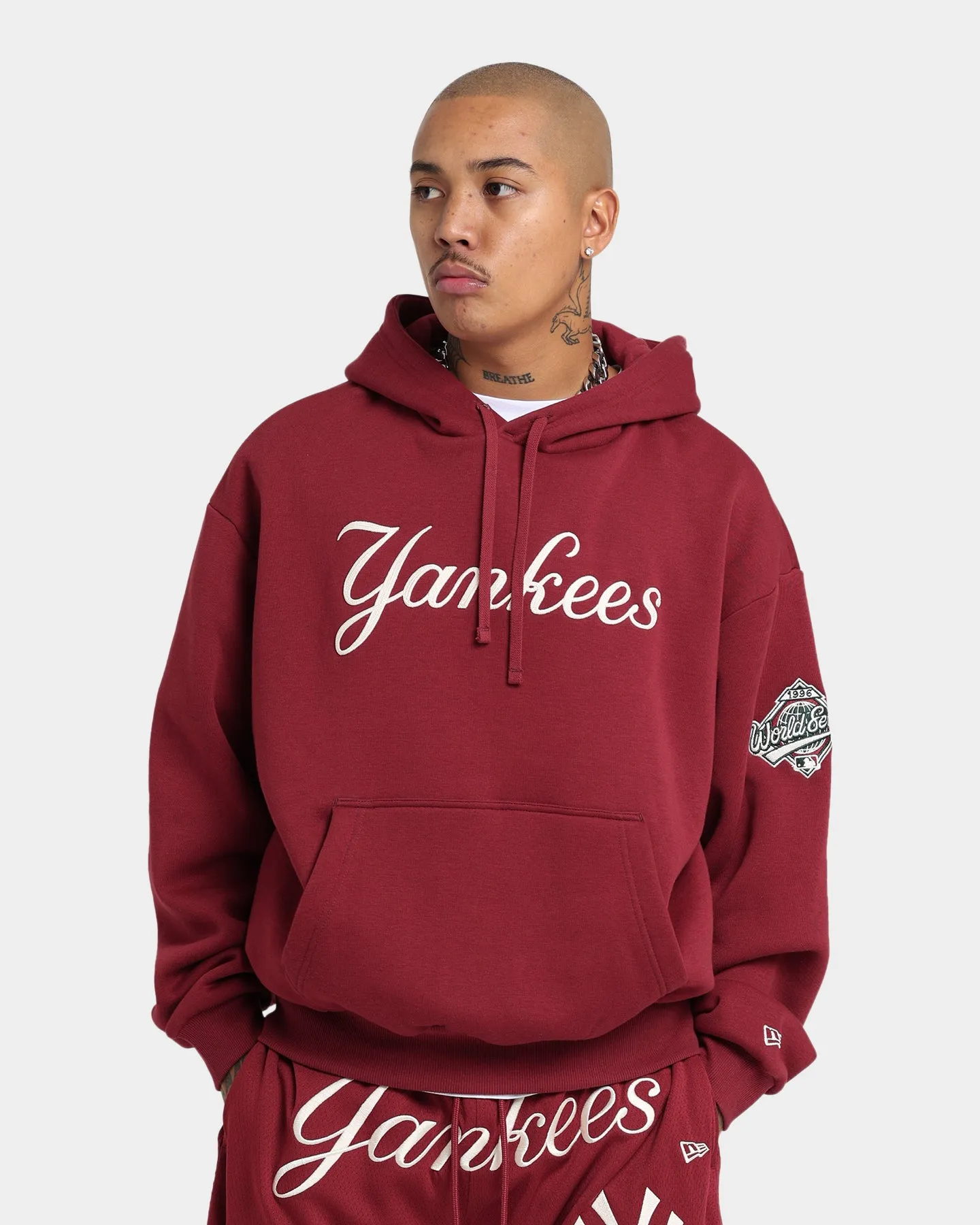 New Era New York Yankees Chain Stitch Hoodie Cardinal