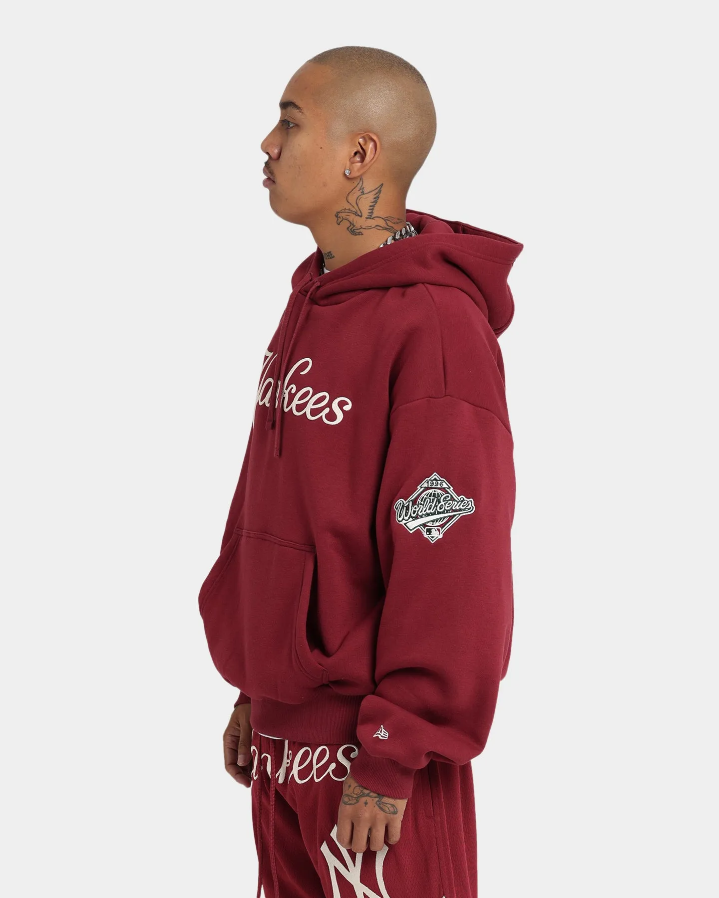 New Era New York Yankees Chain Stitch Hoodie Cardinal