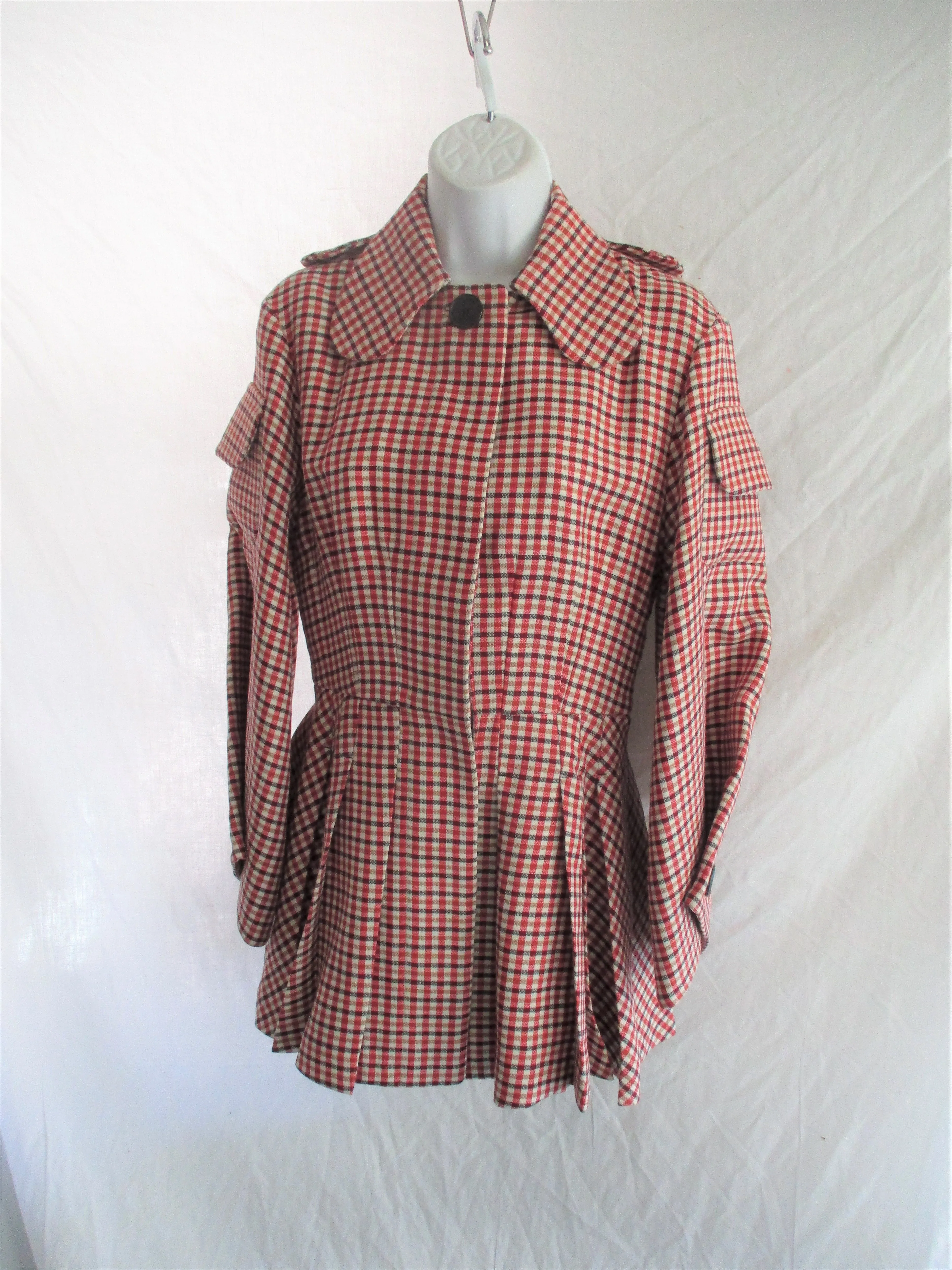 NWT NEW CHRISTIAN DIOR PARIS PLAID CHECK jacket coat Rouge Classic