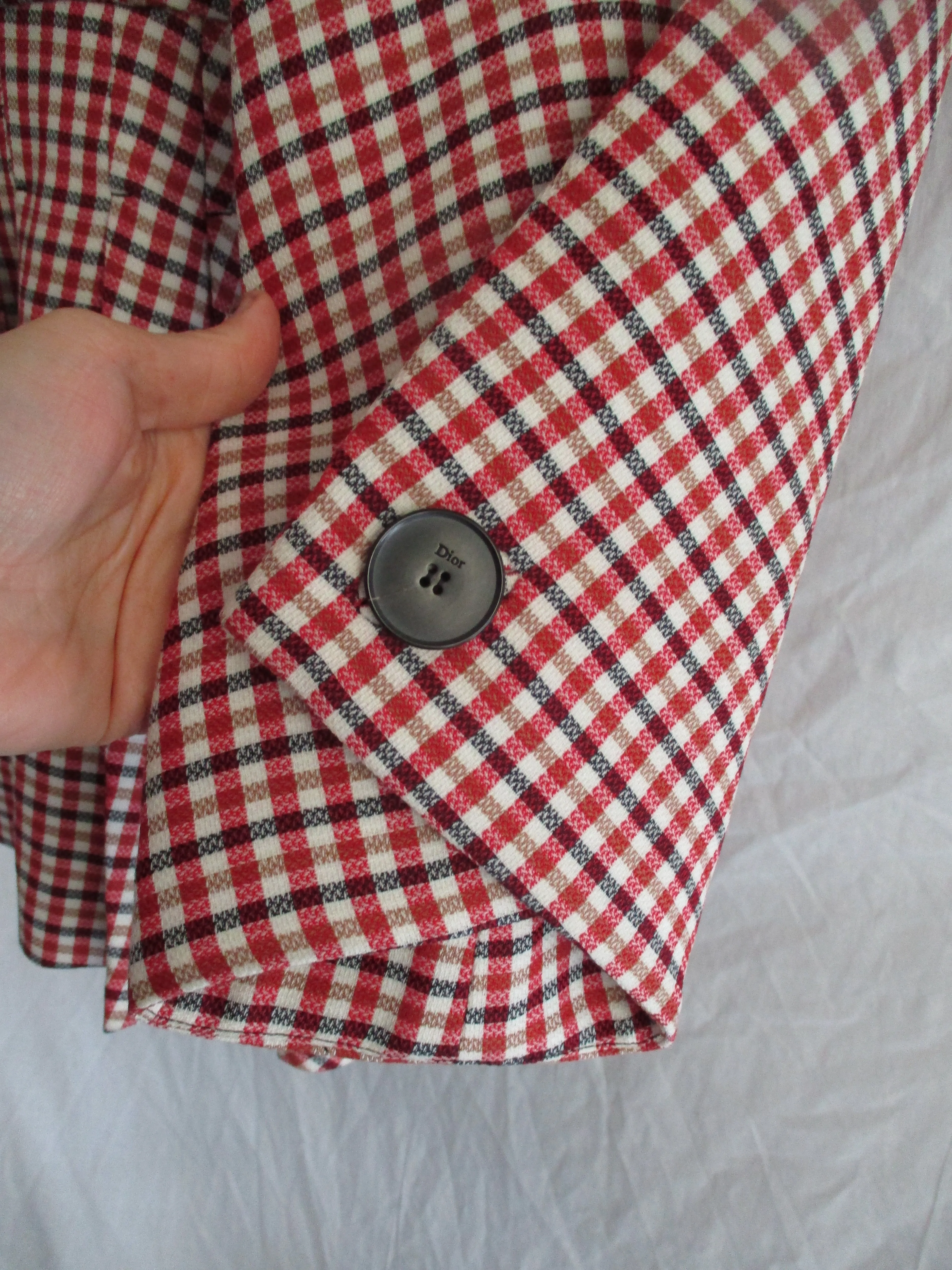 NWT NEW CHRISTIAN DIOR PARIS PLAID CHECK jacket coat Rouge Classic