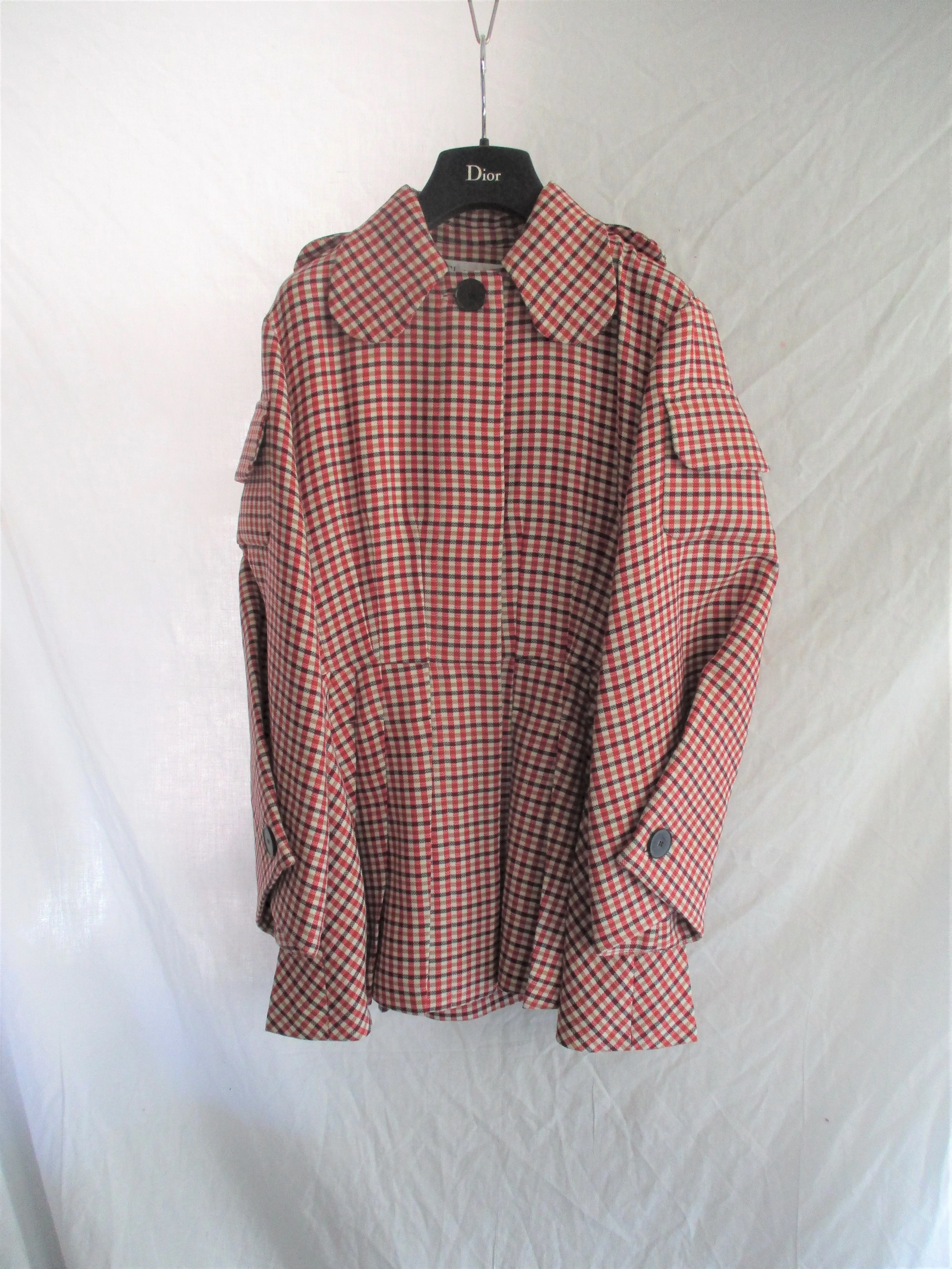 NWT NEW CHRISTIAN DIOR PARIS PLAID CHECK jacket coat Rouge Classic