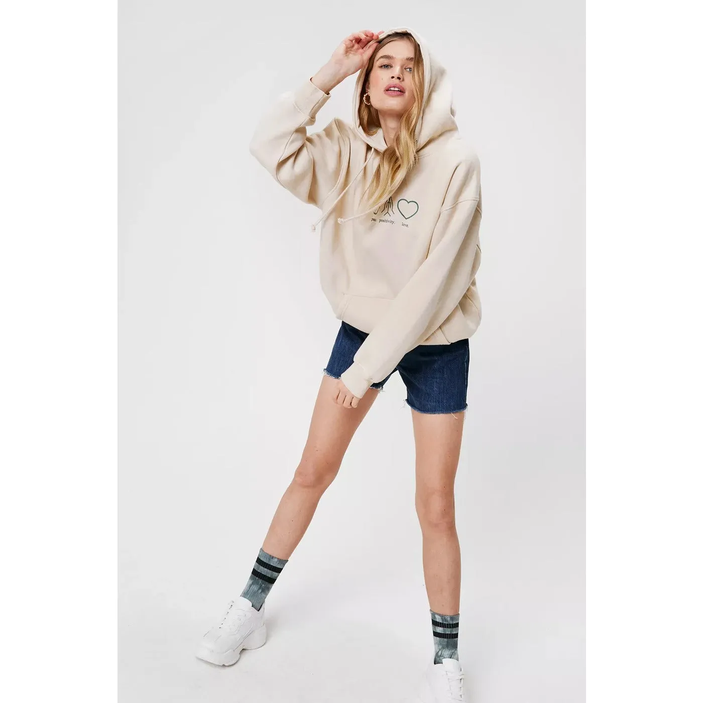 Peace Positivity Love Oversized Graphic Hoodie
