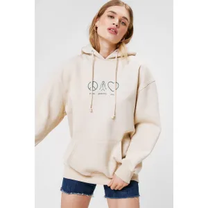 Peace Positivity Love Oversized Graphic Hoodie