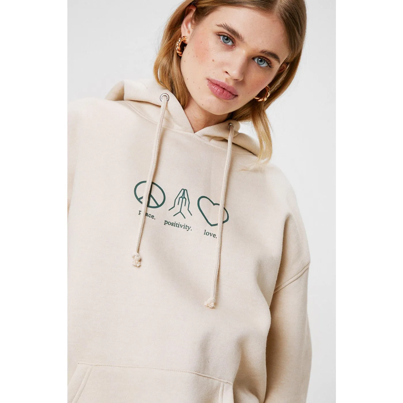 Peace Positivity Love Oversized Graphic Hoodie