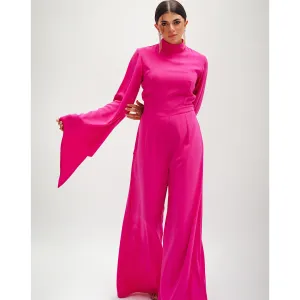 Pink wide flare sleeve jumpsuit