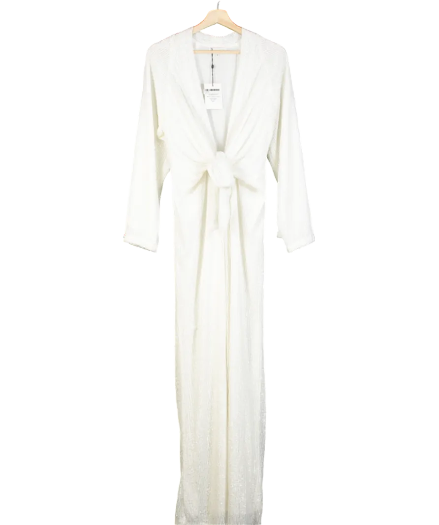 PRETTY LAVISH White Macie Tie Knot Sequin Jumpsuit UK 8