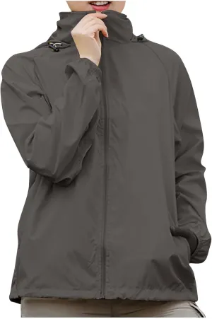 Rain Jacket Women Waterproof Lightweight Windbreaker Jacket with Hood Outdoor Sports Packable Raincoat with Pockets