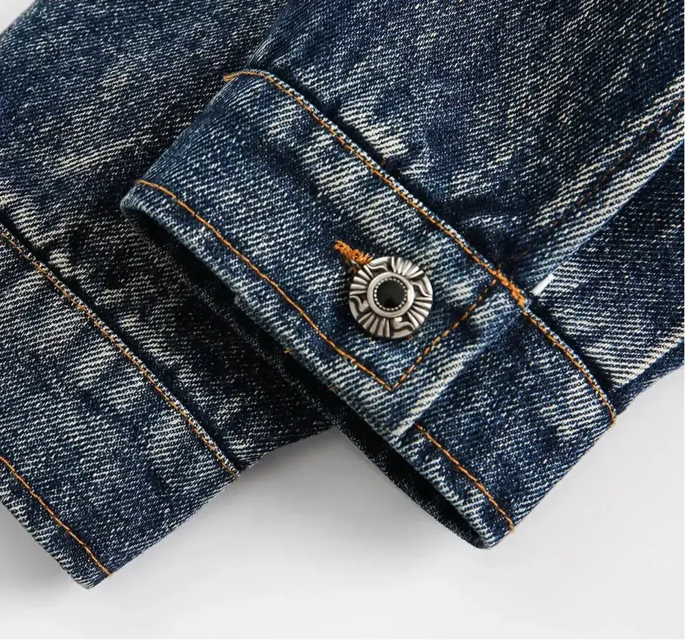 Raw Edge Washed Distressed Denim Jacket