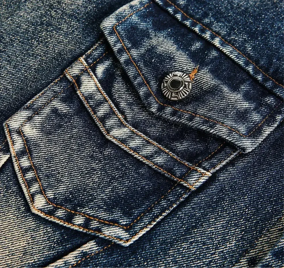 Raw Edge Washed Distressed Denim Jacket