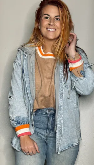 RESTOCKED ✨ Vintage Distressed Hooded Denim Jacket