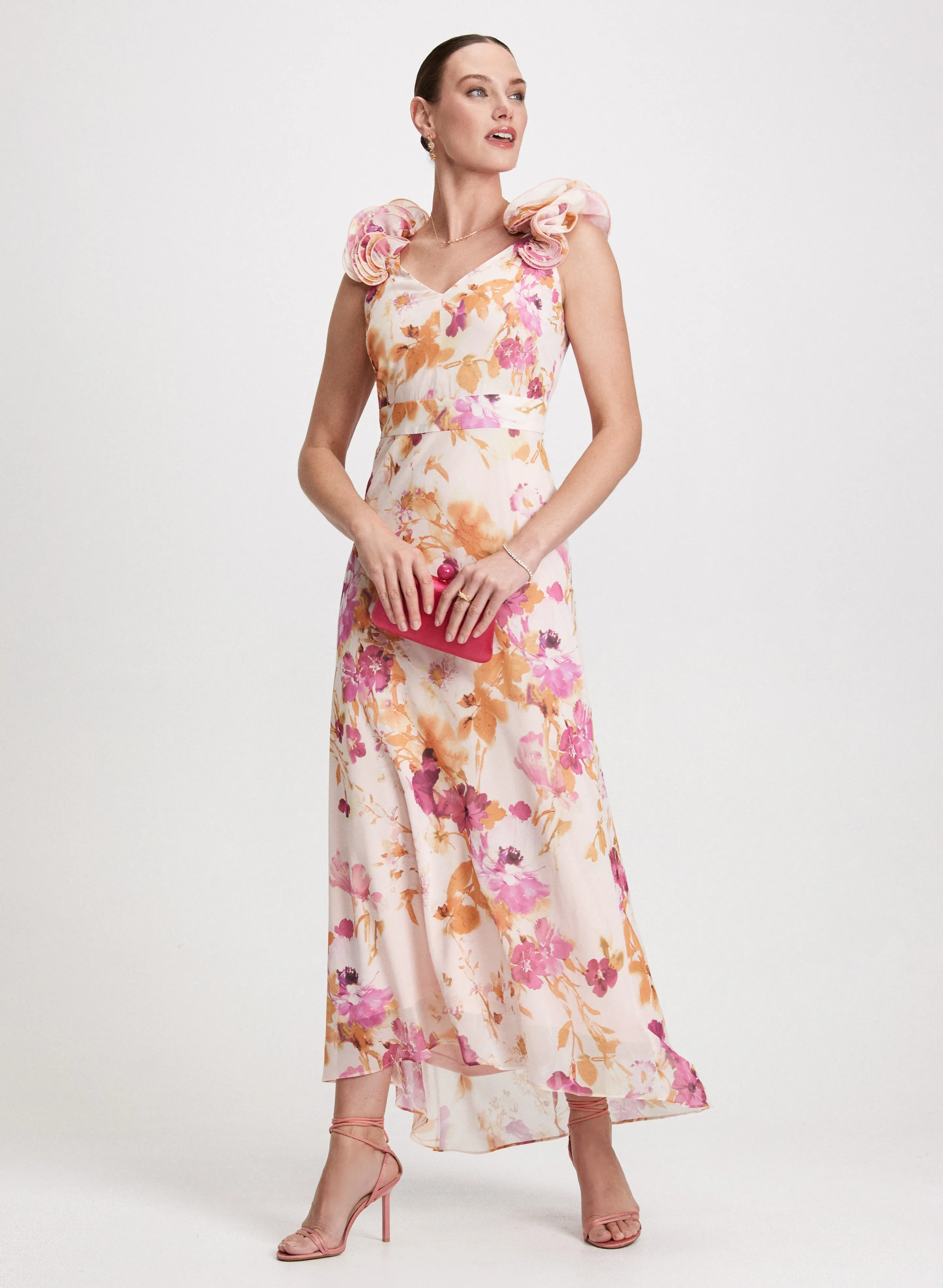 Ruffled Strap Floral Dress