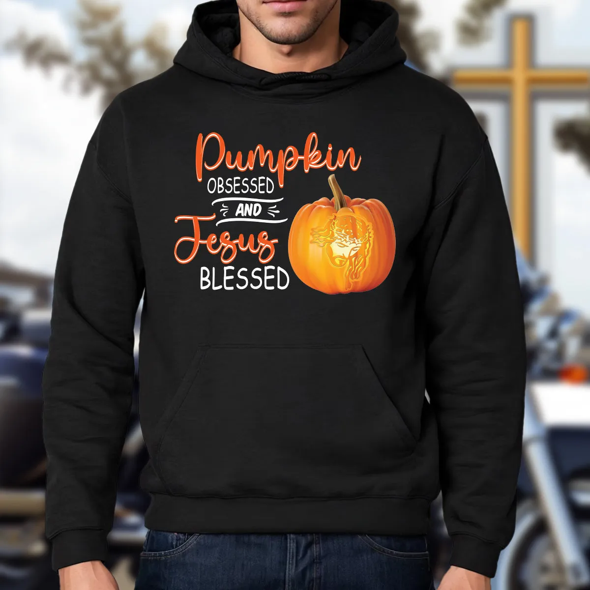 Teesdily | Jesus Pumpkin Shirt, Pumpkin Obsessed And Jesus Blessed Autumn Tee Sweatshirt Hoodie Mug, Christian Apparel, Pumpkin Jesus Lovers Gifts