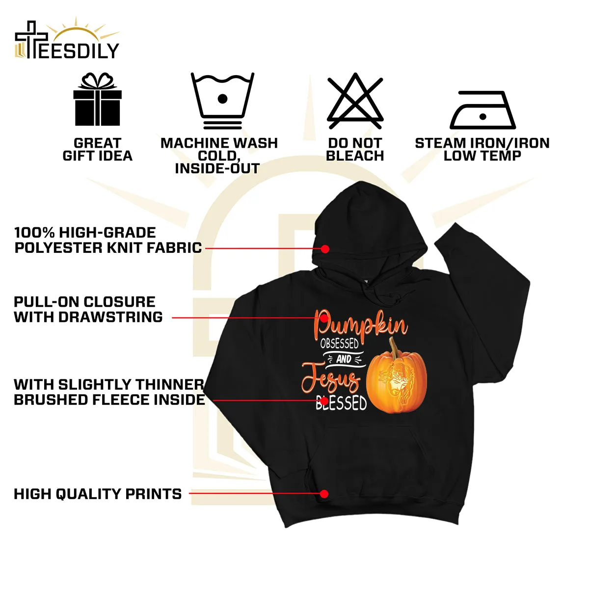 Teesdily | Jesus Pumpkin Shirt, Pumpkin Obsessed And Jesus Blessed Autumn Tee Sweatshirt Hoodie Mug, Christian Apparel, Pumpkin Jesus Lovers Gifts