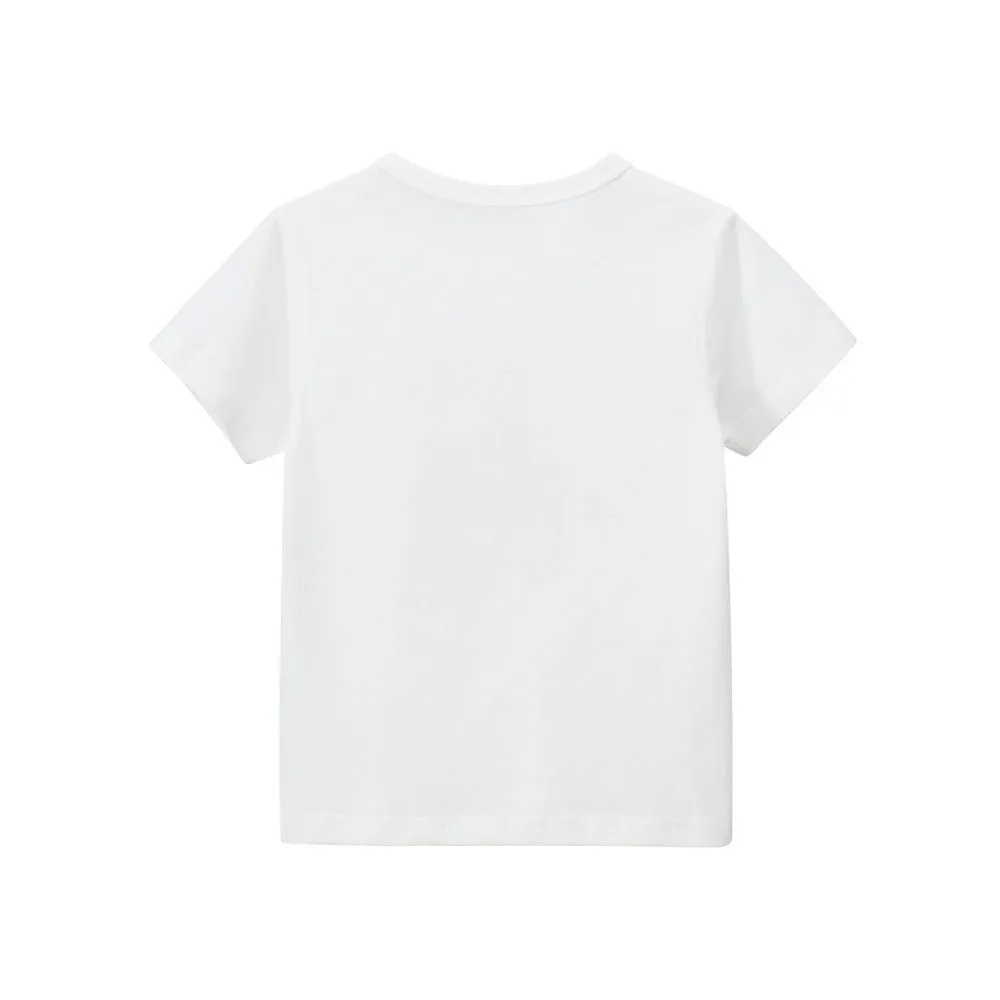 Toddler/Kid Boy's Roaring Dinosaur Print Design White T-Shirt