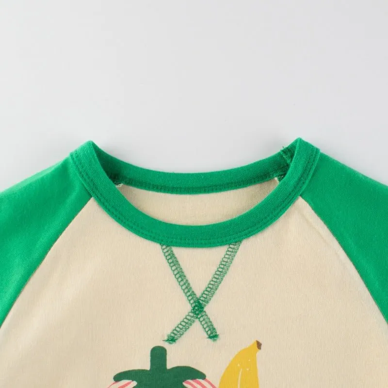 Toddler/Kid Girl's Long Sleeve Fruit Party Print Design T-shirt