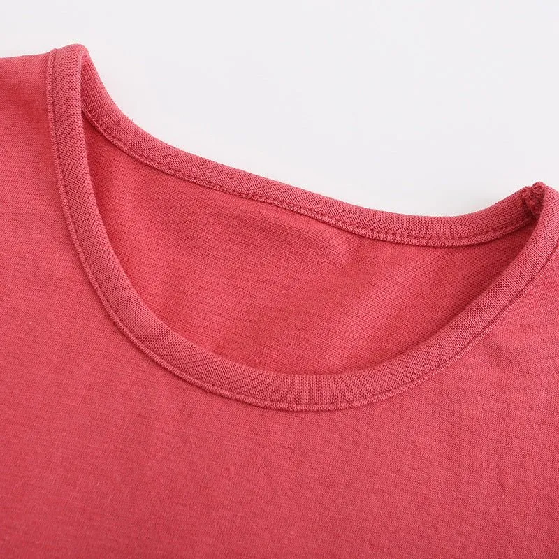 Toddler/Kid Girl's Short Sleeve Animal with Flower Print Design Red T-shirt