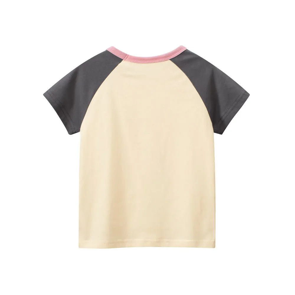 Toddler/Kid Girl's Short Sleeve Sweet Smile Bunny Design T-shirt