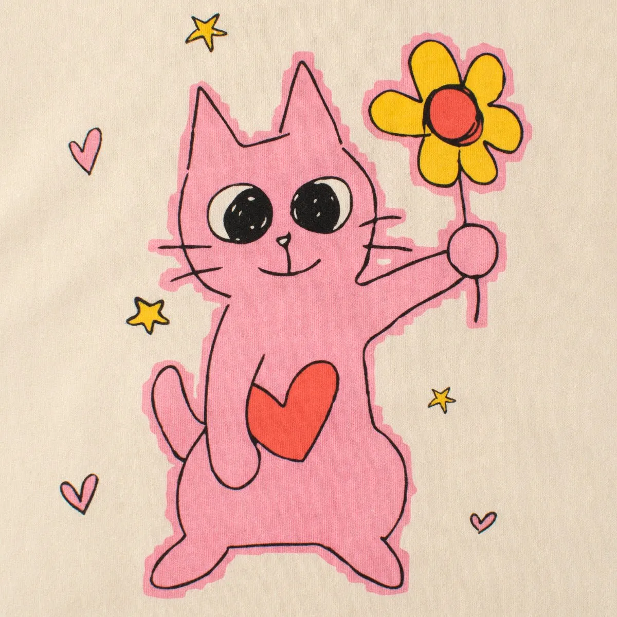 Toddler/Kid Girl‘s Sunflower and Kitty Print Design Tee