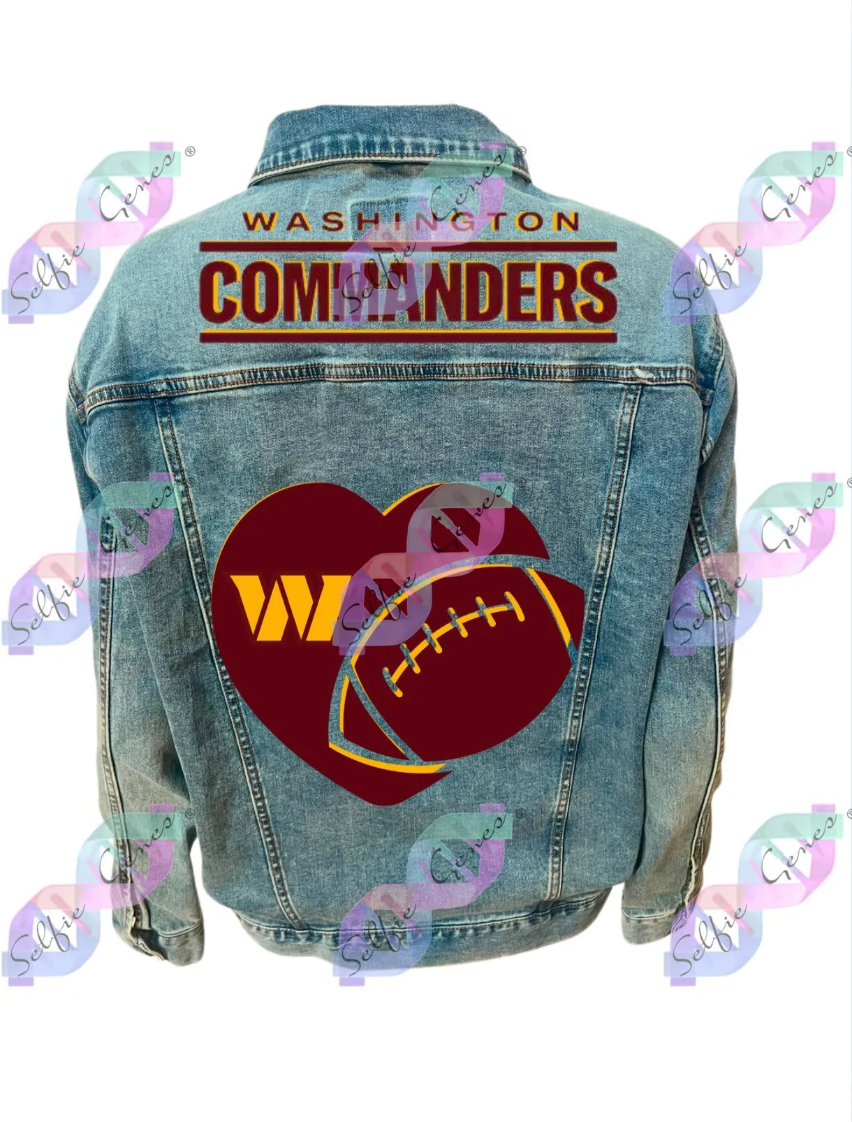 UNISEX Washington Commanders Football Heart Denim Jacket